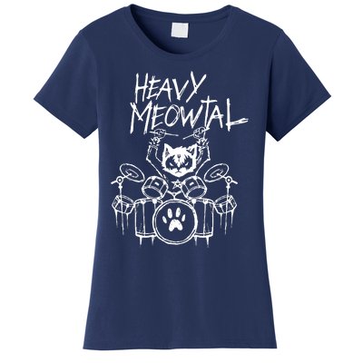 Drummer Cat Playing Drum Women's T-Shirt