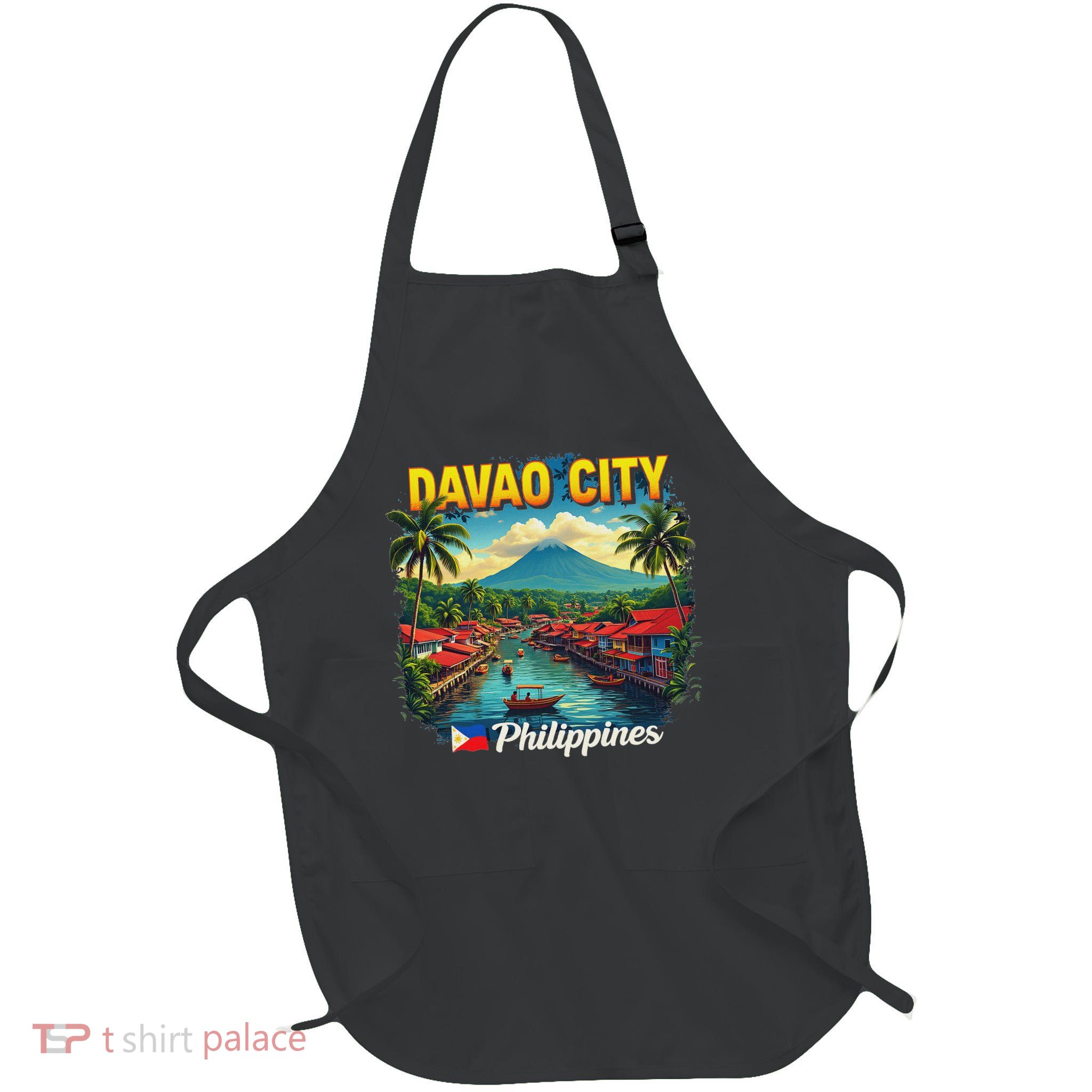 Davao City Philippines Scenic Filipino Pride Eagle Apparel Full-Length Apron With Pockets