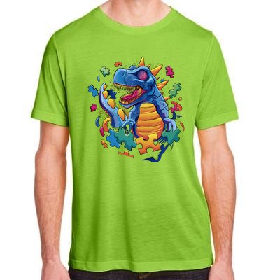 Dinosaur Colorful Puzzle Pieces Adult ChromaSoft Performance T-Shirt