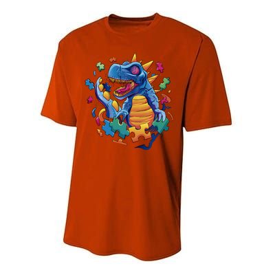 Dinosaur Colorful Puzzle Pieces Performance Sprint T-Shirt