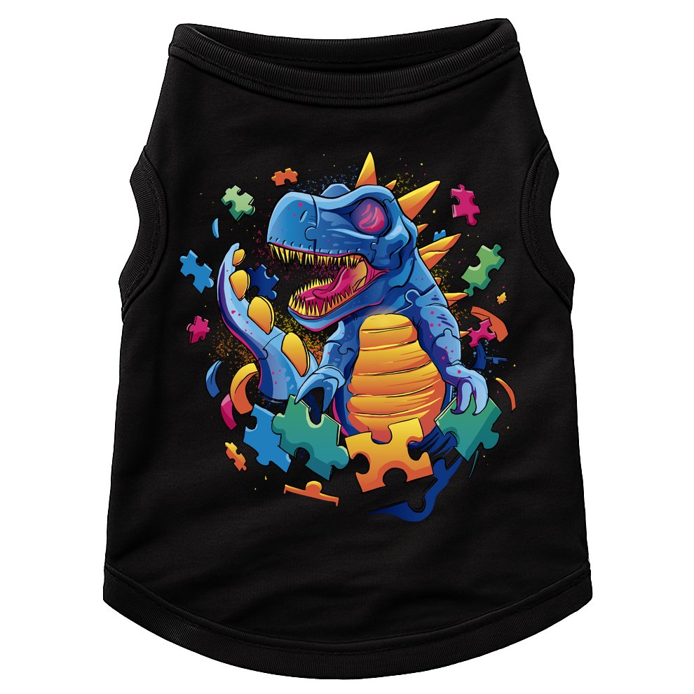 Dinosaur Colorful Puzzle Pieces Doggie Tank