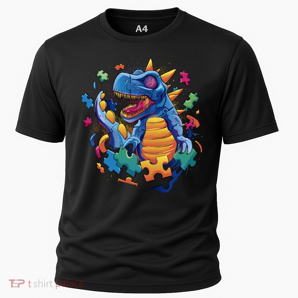 Dinosaur Colorful Puzzle Pieces Performance Shirt