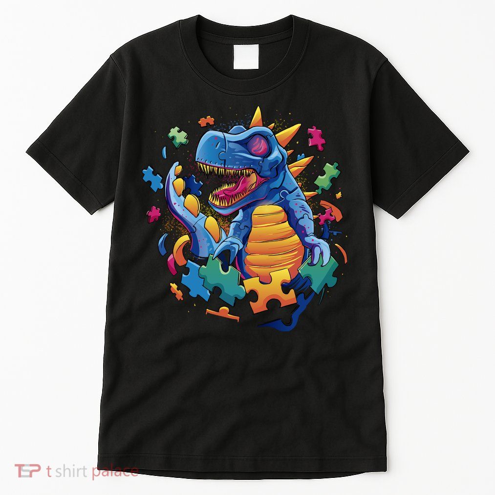 Dinosaur Colorful Puzzle Pieces Tall T-Shirt