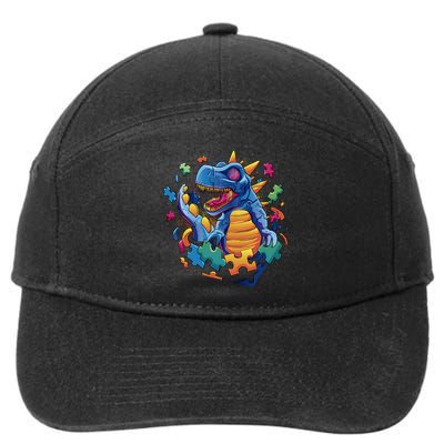 Dinosaur Colorful Puzzle Pieces 7-Panel Snapback Hat