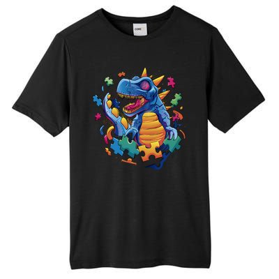 Dinosaur Colorful Puzzle Pieces Tall Fusion ChromaSoft Performance T-Shirt