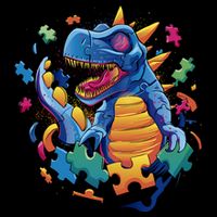 Dinosaur Colorful Puzzle Pieces Flatbill Hat