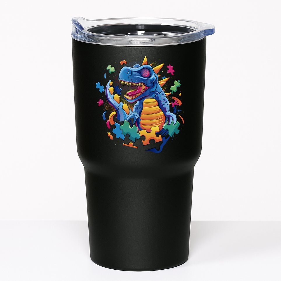 Dinosaur Colorful Puzzle Pieces Tumbler