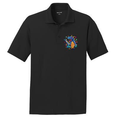 Dinosaur Colorful Puzzle Pieces PosiCharge RacerMesh Polo