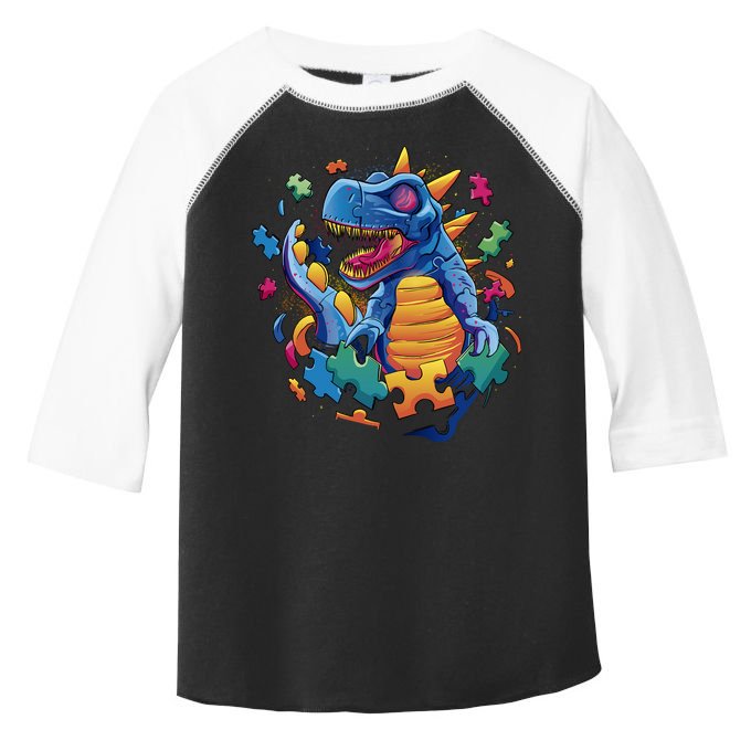 Dinosaur Colorful Puzzle Pieces Toddler Fine Jersey T-Shirt