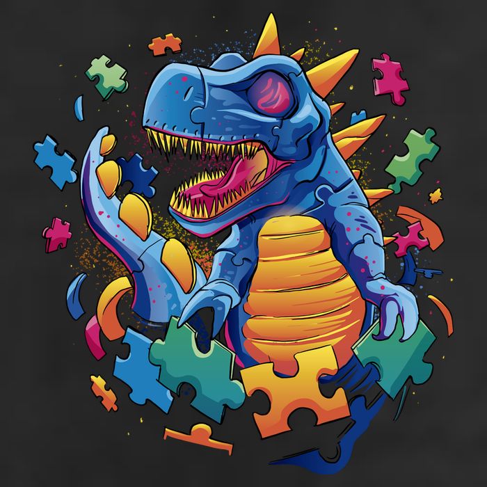 Dinosaur Colorful Puzzle Pieces Golf Towel