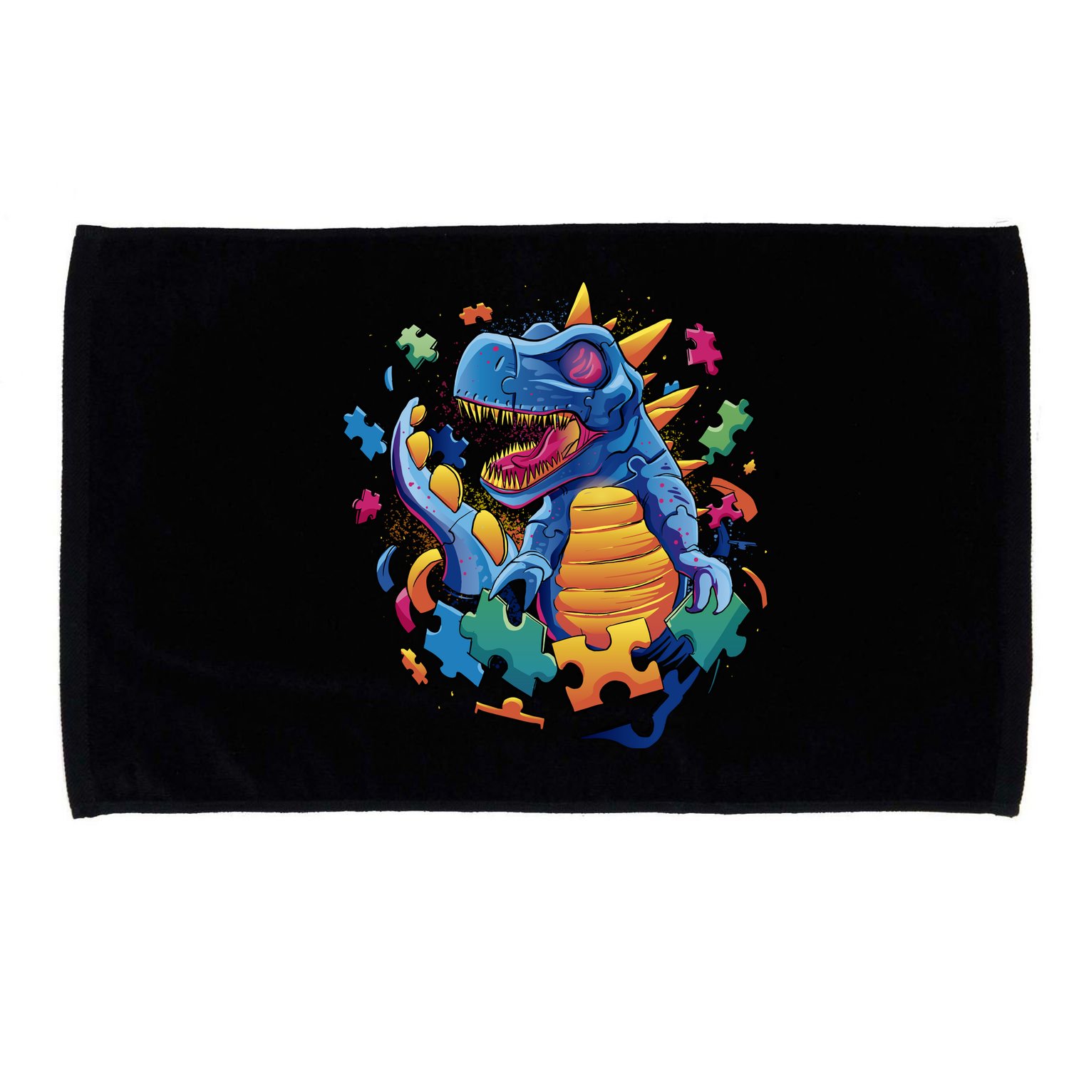 Dinosaur Colorful Puzzle Pieces Microfiber Hand Towel