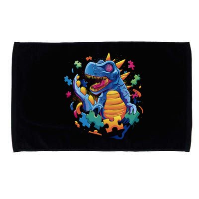 Dinosaur Colorful Puzzle Pieces Microfiber Hand Towel