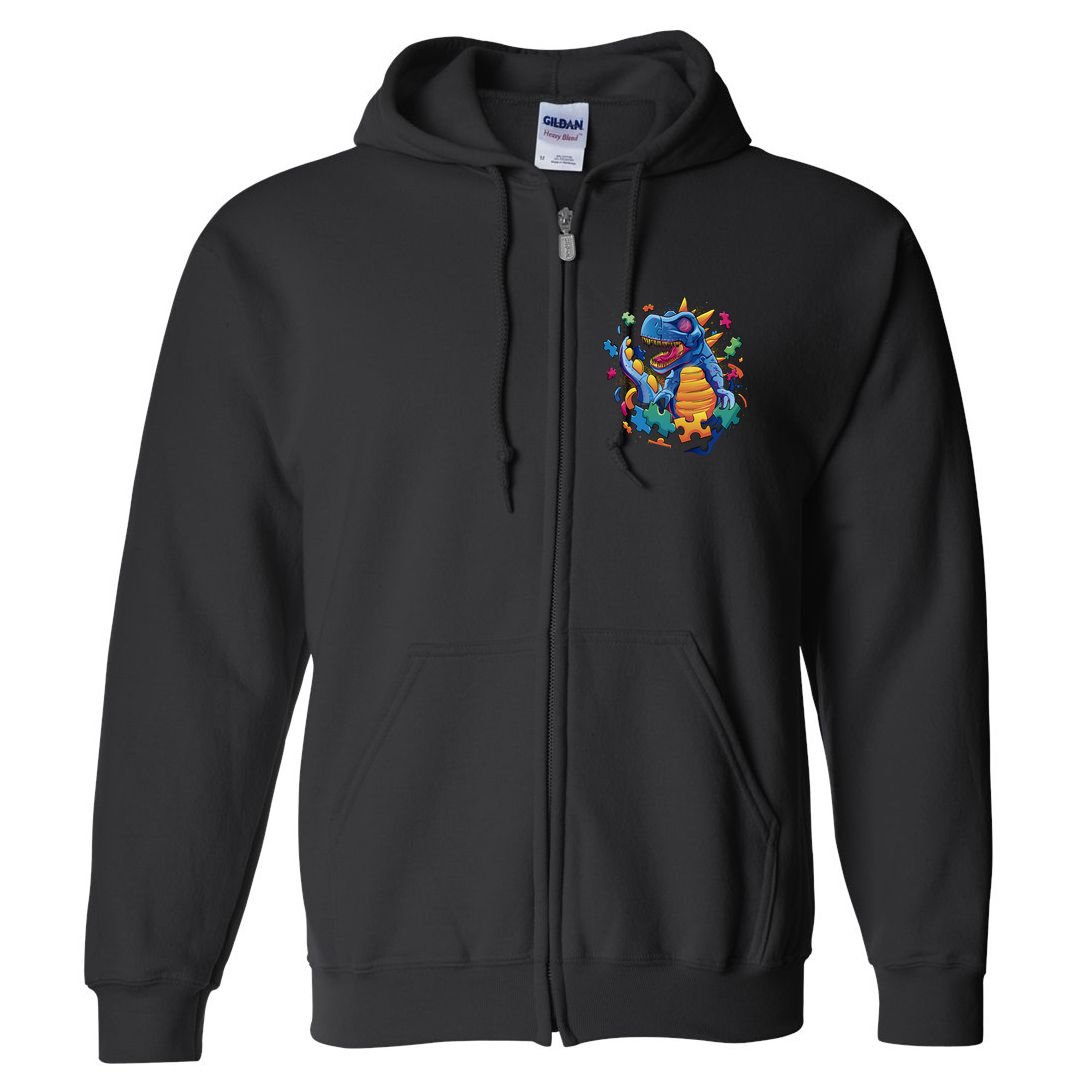 Dinosaur Colorful Puzzle Pieces Full Zip Hoodie