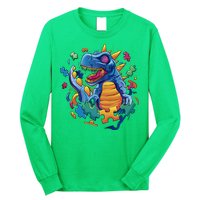 Dinosaur Colorful Puzzle Pieces Long Sleeve Shirt