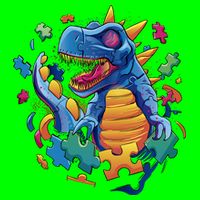 Dinosaur Colorful Puzzle Pieces Poster