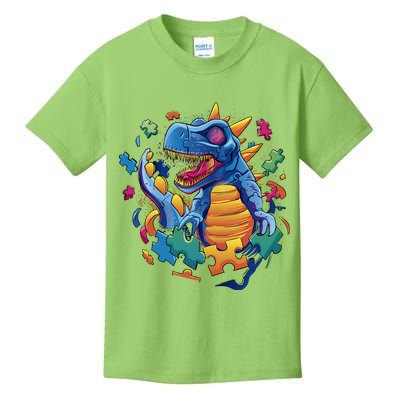 Dinosaur Colorful Puzzle Pieces Kids T-Shirt