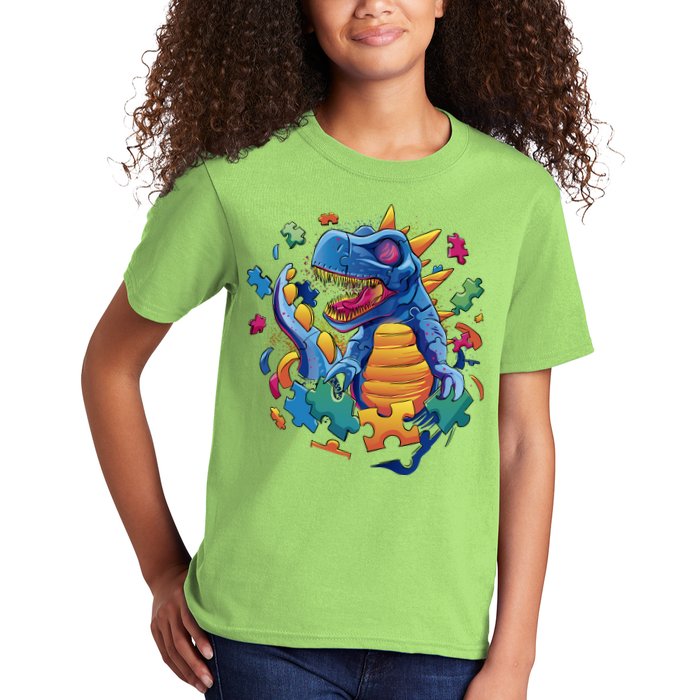 Dinosaur Colorful Puzzle Pieces Kids T-Shirt