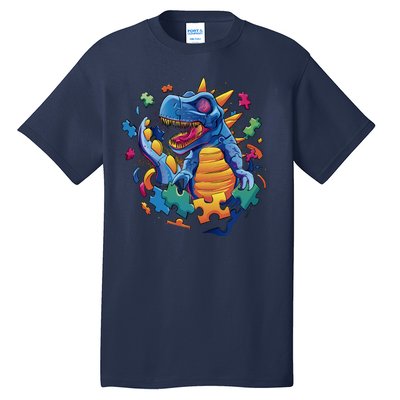 Dinosaur Colorful Puzzle Pieces Tall T-Shirt