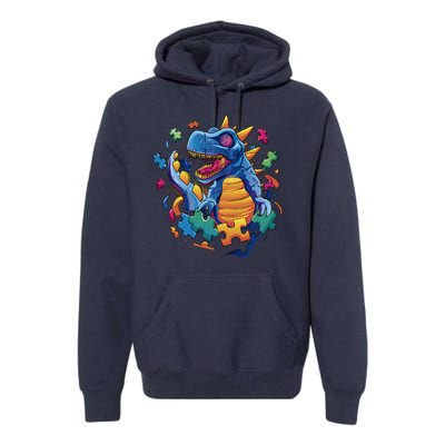 Dinosaur Colorful Puzzle Pieces Premium Hoodie