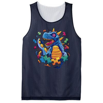 Dinosaur Colorful Puzzle Pieces Mesh Reversible Basketball Jersey Tank