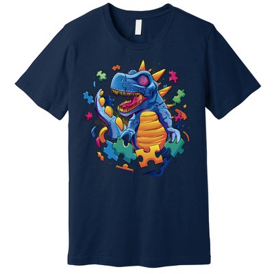 Dinosaur Colorful Puzzle Pieces Premium T-Shirt