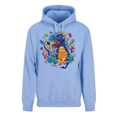 Dinosaur Colorful Puzzle Pieces Unisex Surf Hoodie