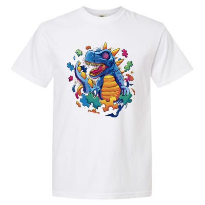 Dinosaur Colorful Puzzle Pieces Garment-Dyed Heavyweight T-Shirt