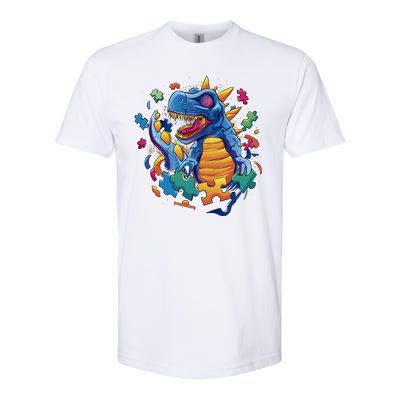 Dinosaur Colorful Puzzle Pieces Softstyle CVC T-Shirt