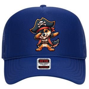 Dabbing Cute Pirate Ger Shepherd Dog Halloween Gift High Crown Mesh Back Trucker Hat