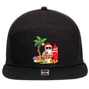 Decorated Christmas Palm Tree Tropical Xmas Coconut Lights Great Gift 7 Panel Mesh Trucker Snapback Hat