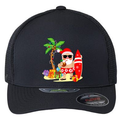 Decorated Christmas Palm Tree Tropical Xmas Coconut Lights Great Gift Flexfit Unipanel Trucker Cap