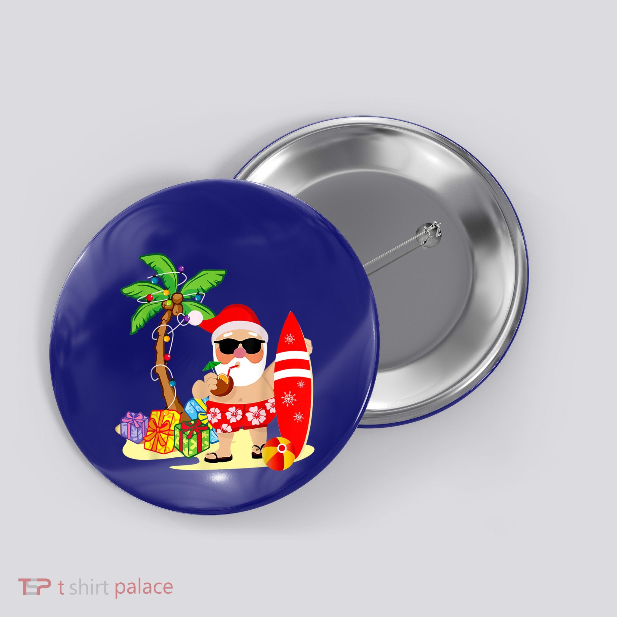 Decorated Christmas Palm Tree Tropical Xmas Coconut Lights Great Gift Button