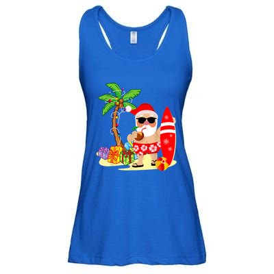 Decorated Christmas Palm Tree Tropical Xmas Coconut Lights Great Gift Ladies Essential Flowy Tank