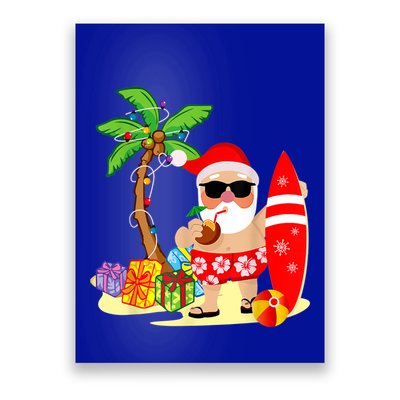 Decorated Christmas Palm Tree Tropical Xmas Coconut Lights Great Gift Poster
