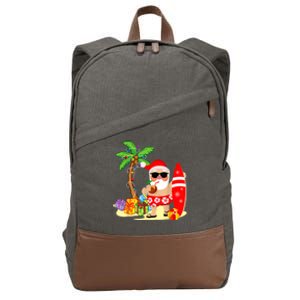 Decorated Christmas Palm Tree Tropical Xmas Coconut Lights Great Gift Cotton Canvas Backpack