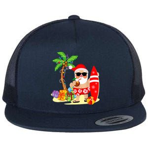 Decorated Christmas Palm Tree Tropical Xmas Coconut Lights Great Gift Flat Bill Trucker Hat