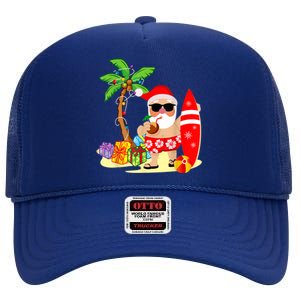 Decorated Christmas Palm Tree Tropical Xmas Coconut Lights Great Gift High Crown Mesh Back Trucker Hat