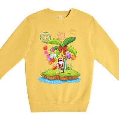 Decorated Christmas Palm Tree Tropical Xmas Coconut Lights Gift Premium Crewneck Sweatshirt