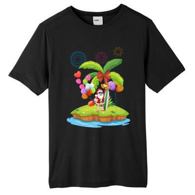 Decorated Christmas Palm Tree Tropical Xmas Coconut Lights Gift Tall Fusion ChromaSoft Performance T-Shirt