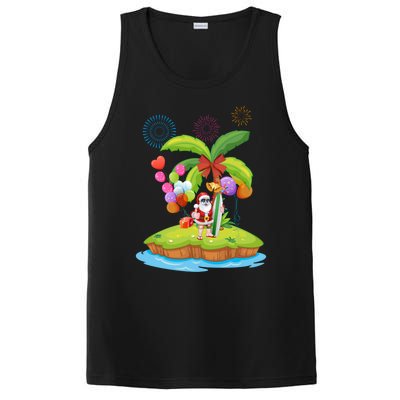 Decorated Christmas Palm Tree Tropical Xmas Coconut Lights Gift PosiCharge Competitor Tank