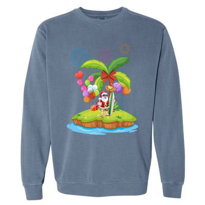 Decorated Christmas Palm Tree Tropical Xmas Coconut Lights Gift Garment-Dyed Sweatshirt