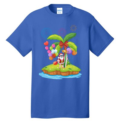 Decorated Christmas Palm Tree Tropical Xmas Coconut Lights Gift Tall T-Shirt