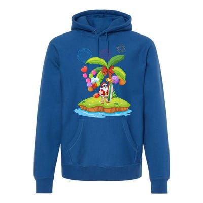 Decorated Christmas Palm Tree Tropical Xmas Coconut Lights Gift Premium Hoodie