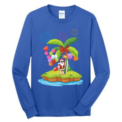 Decorated Christmas Palm Tree Tropical Xmas Coconut Lights Gift Tall Long Sleeve T-Shirt