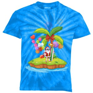 Decorated Christmas Palm Tree Tropical Xmas Coconut Lights Gift Kids Tie-Dye T-Shirt