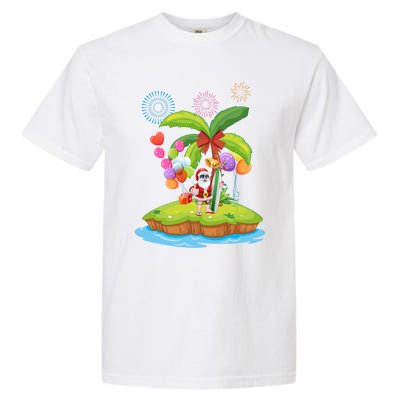 Decorated Christmas Palm Tree Tropical Xmas Coconut Lights Gift Garment-Dyed Heavyweight T-Shirt