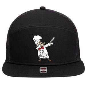 Dabbing Chef Pizza Baker Dab Dance Meaningful Gift 7 Panel Mesh Trucker Snapback Hat