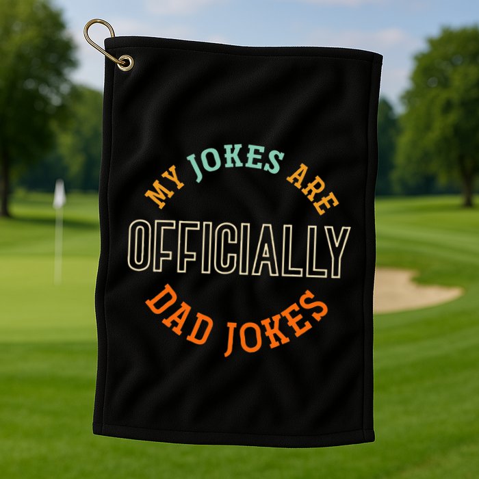 Dad Cringe Puns Funny My Jokes Are Officially Dad Jokes Golf Towel