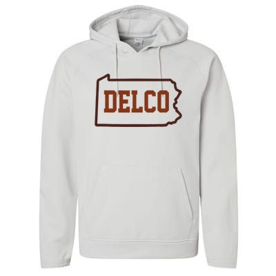 Delco County Pennsylvania Philadelphia Lovers Fan Gift Performance Fleece Hoodie