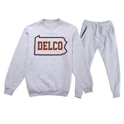 Delco County Pennsylvania Philadelphia Lovers Fan Gift Premium Crewneck Sweatsuit Set